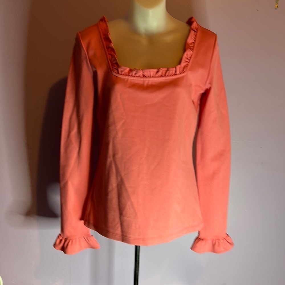 Rachel Parcell Women’s Pink Long Sleeve Stretch Top Size Large Casual Blouse